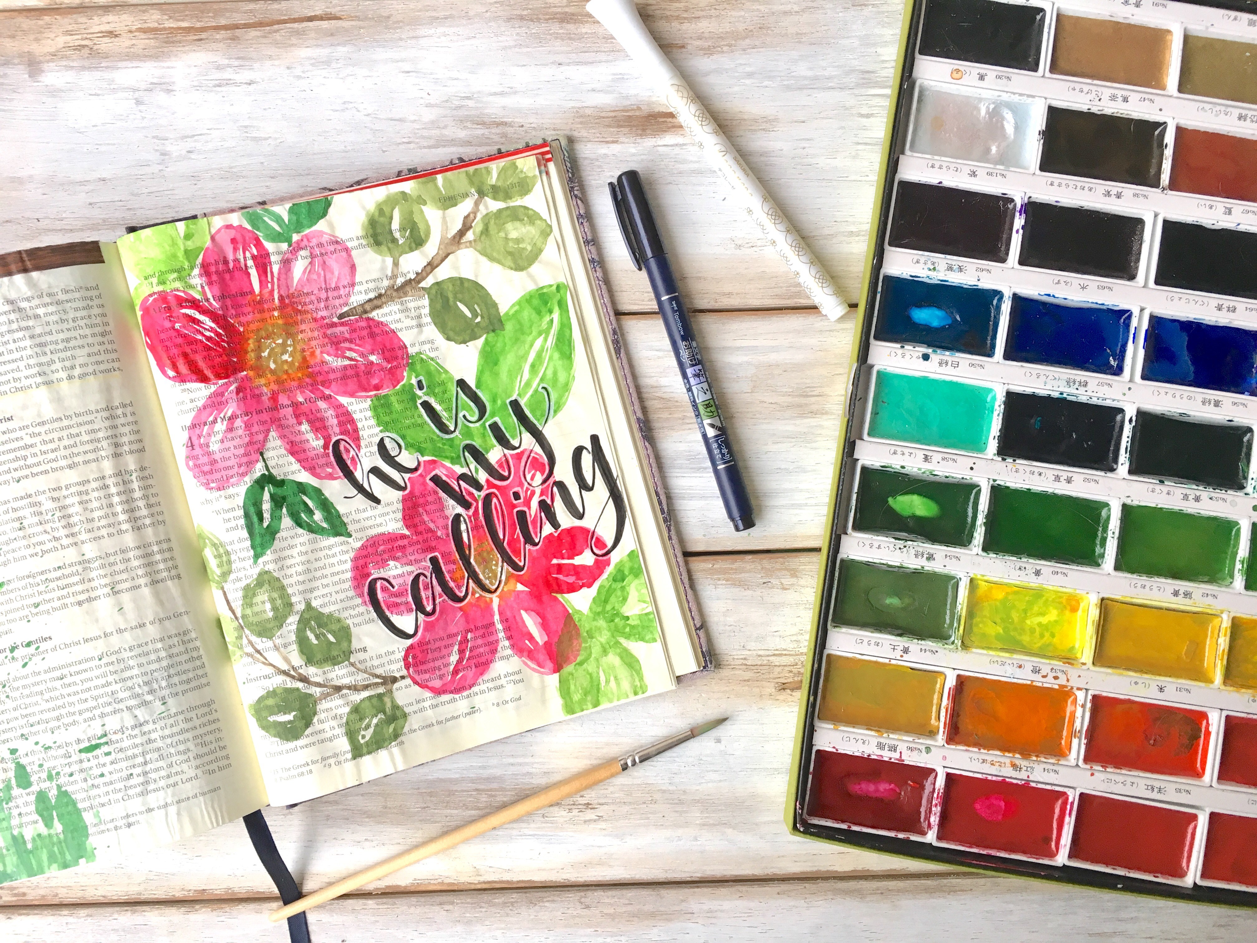 4032x3024 Bible Journaling With Me Simple Watercolor Floral Tutorial