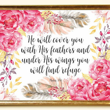 354x354 Bible Verse Printable He Will Cover You From Atticofmemories