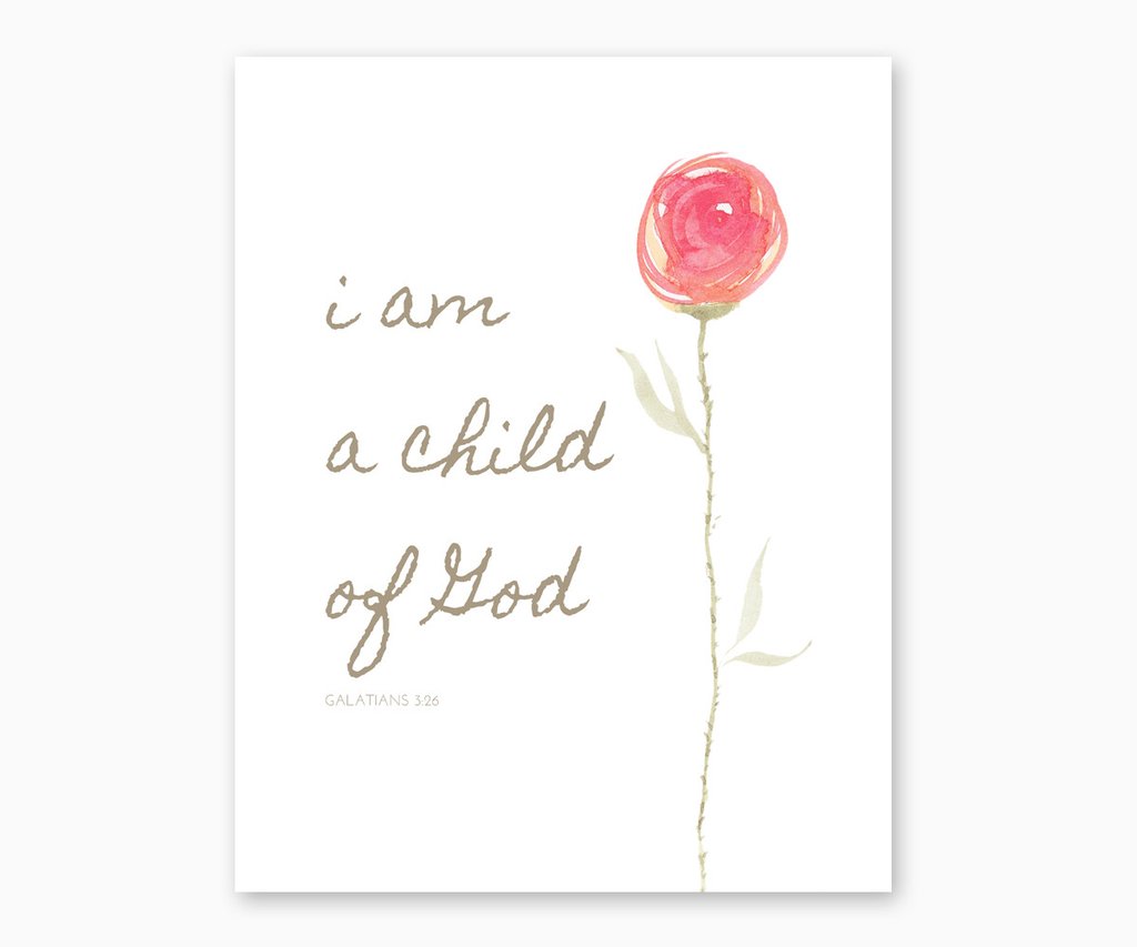 1024x853 Galatians 326 I Am A Child Of God, Watercolor Bible Verse Wall