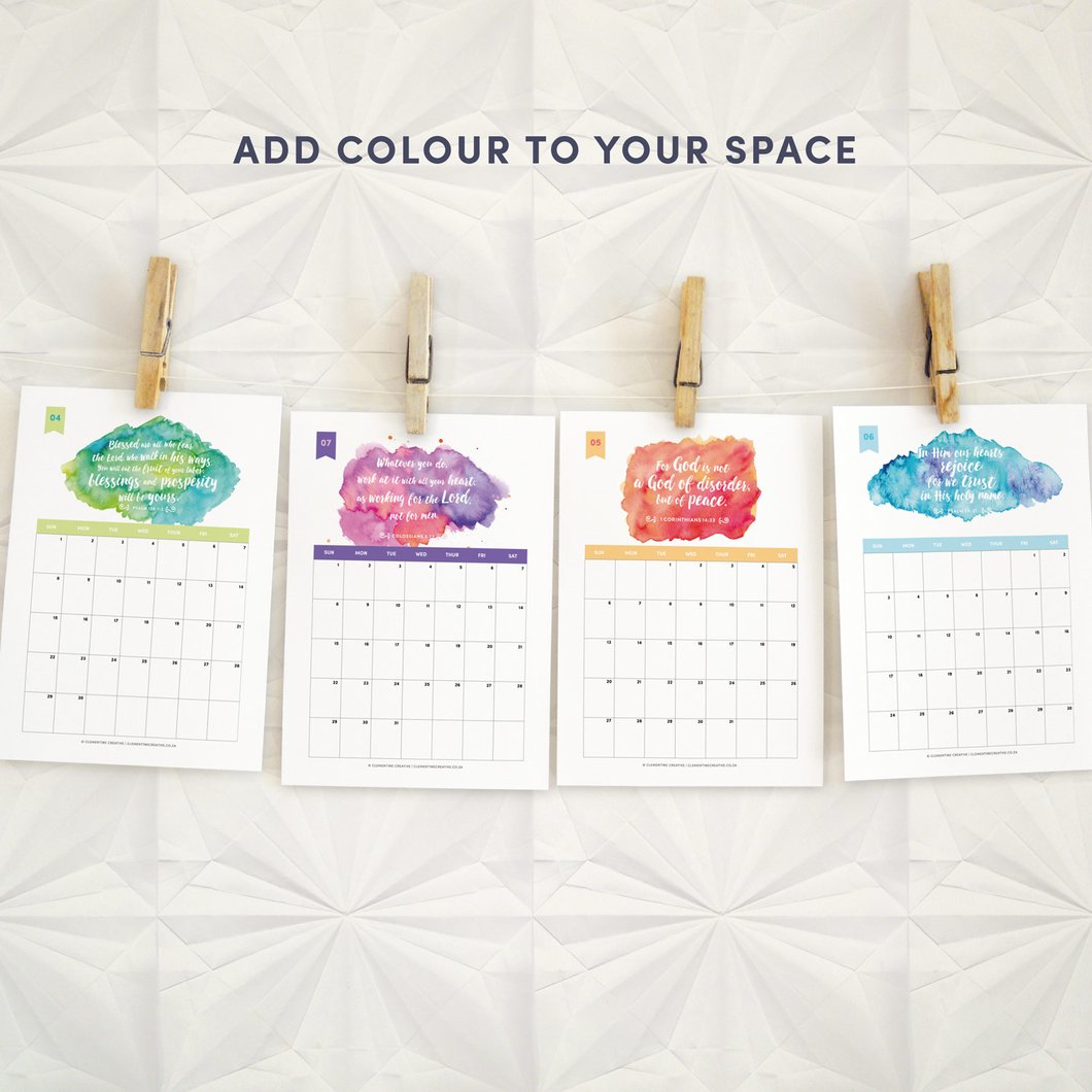 1060x1060 Printable 2018 Monthly Calendar