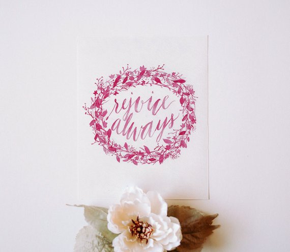 570x496 Rejoice Always Watercolor Bible Verse Verse Art Christian Etsy