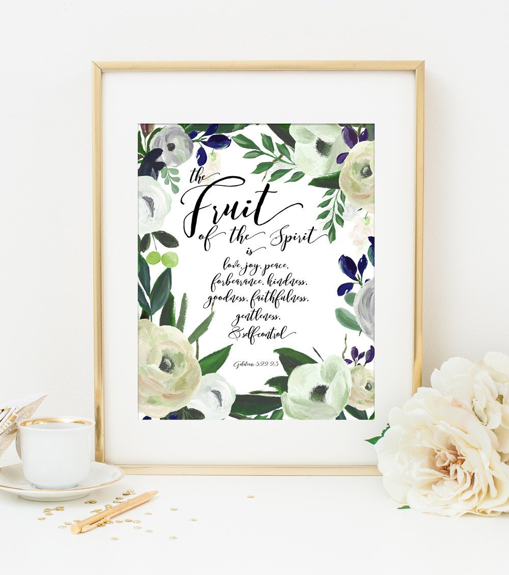 1000x1129 The Fruit Of The Spirit Bible Verse Art Print In Cream Watercolor