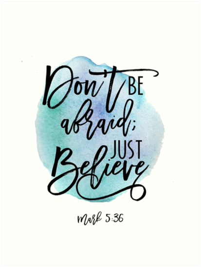 413x549 Bible Verse Mark 536 With Blue Watercolor Background Art Prints