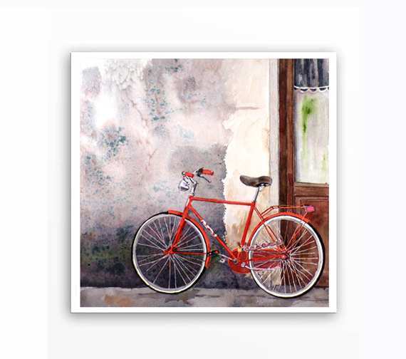 570x504 Bicycle Paintings On Canvas New 1 Bike Painting Watercolor Print