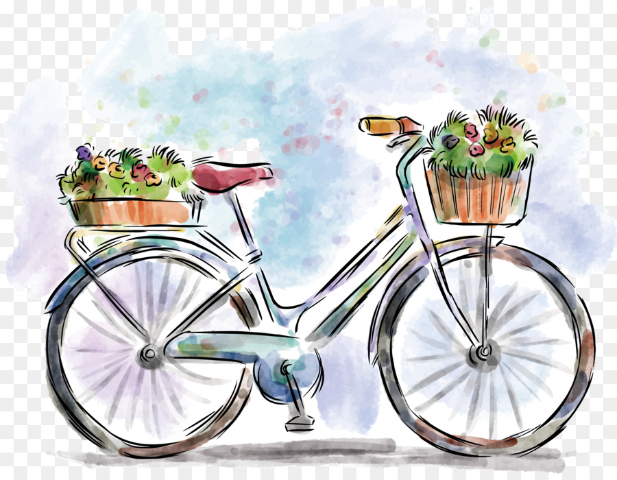 900x700 Bicycle Watercolor Painting Drawing
