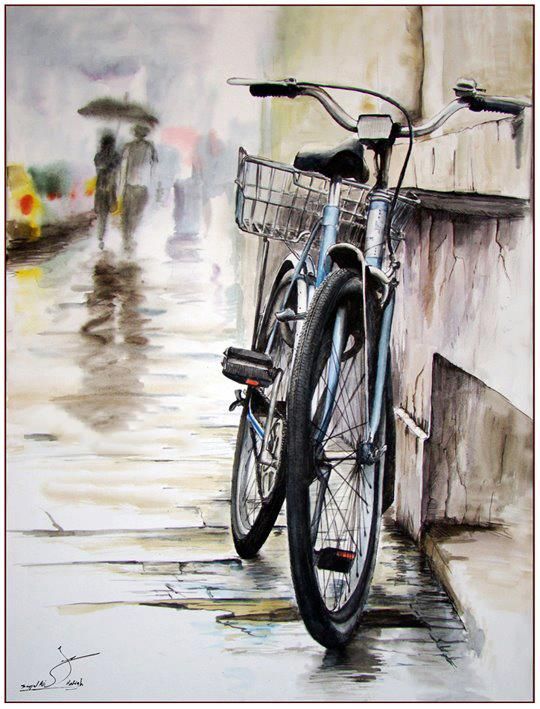 540x709 Realistic Watercolor Bike Art Watercolor