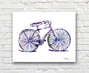 300x246 Vintage Bicycle 2 Abstract Watercolor Bike Painting Art Print By