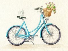 236x180 Watercolor Window Art Watercolor Bike Print Italian Watercolour