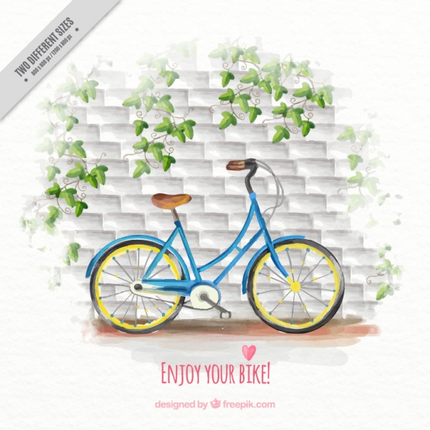 626x626 Watercolor Bike In Front Of Bricks Wall Background Vector Free