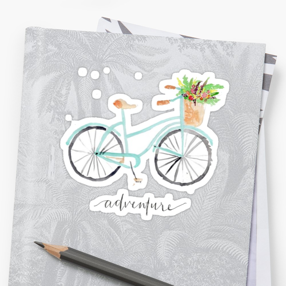 1000x1000 Adventure Watercolor Bike Stickers By Daria Smith Redbubble