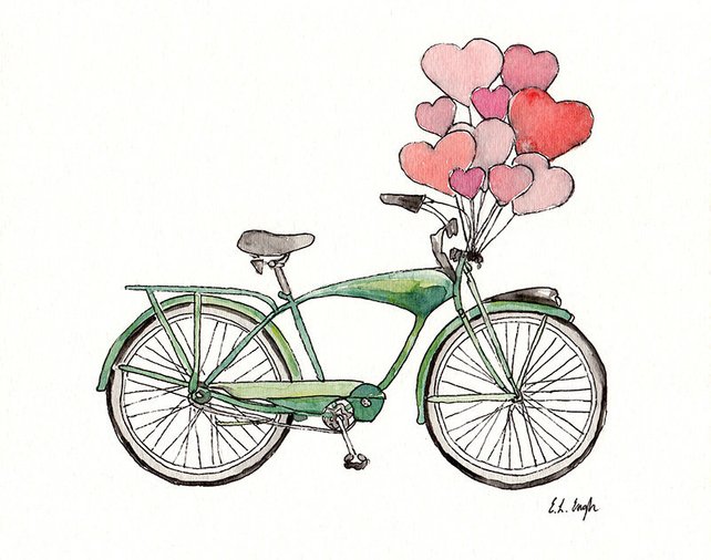 642x506 Bike Print Watercolor Print Home Decor Bike Painting Etsy