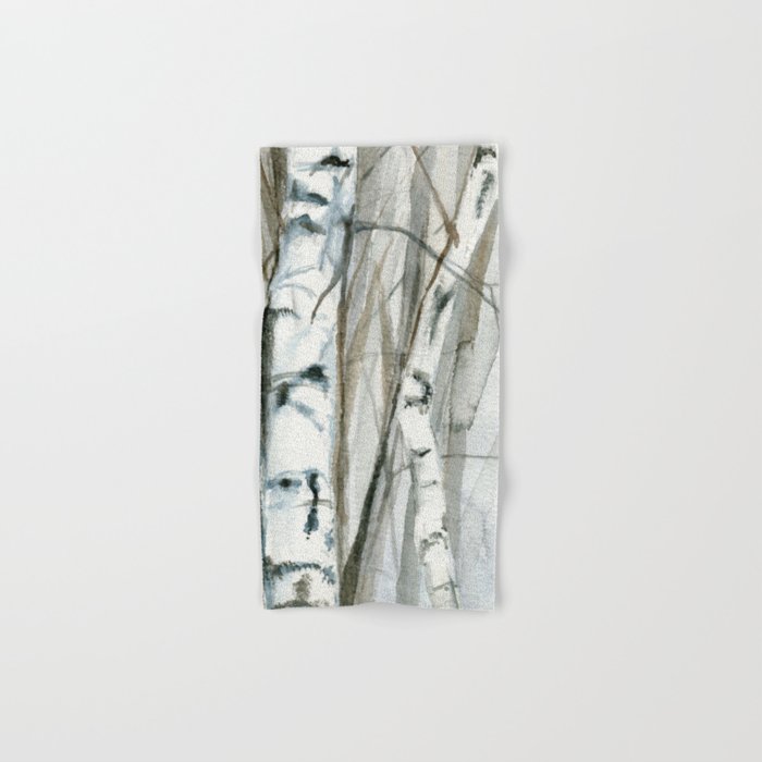 700x700 Winter Birch Trees Woodland Watercolor Original Art Print Hand