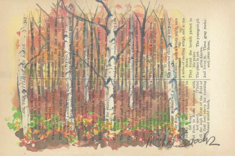 800x532 Birch Tree Grove Watercolor Printed On Antique Page