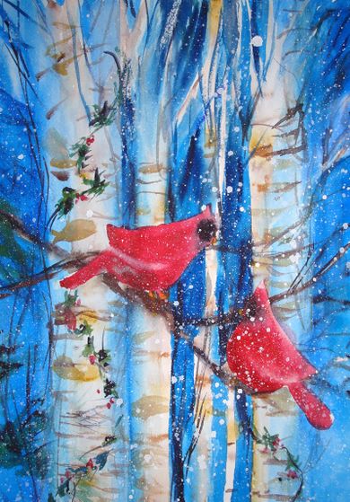 390x559 How To Paint Cardinals In Snow In Watercolor 14 Steps