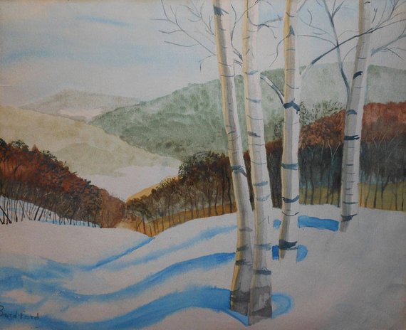 Watercolor Birch Trees Snow At Getdrawings Free Download