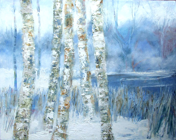 591x469 Work Nearly Finished Birch Trees In The Snow In The Early Morning