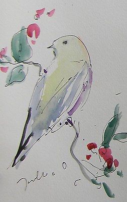 253x400 Jose Trujillo Impressionism Watercolor Painting Modern Bird