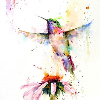 350x350 Abstract Bird Watercolor Painting