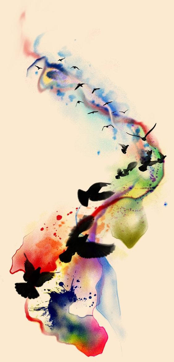 564x1173 Collection Of Flying Watercolor Bird Tattoo