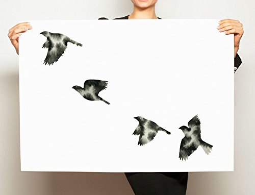 500x382 Bird Watercolor Painting Modern Minimal Birds Flying