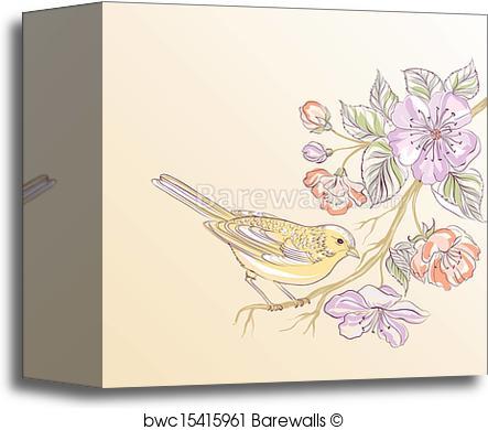 443x390 Canvas Print Of Cute Watercolor Bird Barewalls Posters Amp Prints