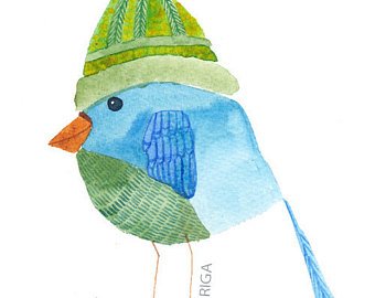 340x270 Cute Watercolor Bird Print Baby Nursery Art Blue Bird Art Etsy