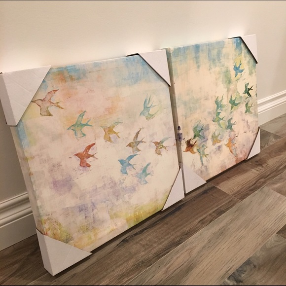 580x580 Other Two Canvas Watercolor Bird Prints Poshmark