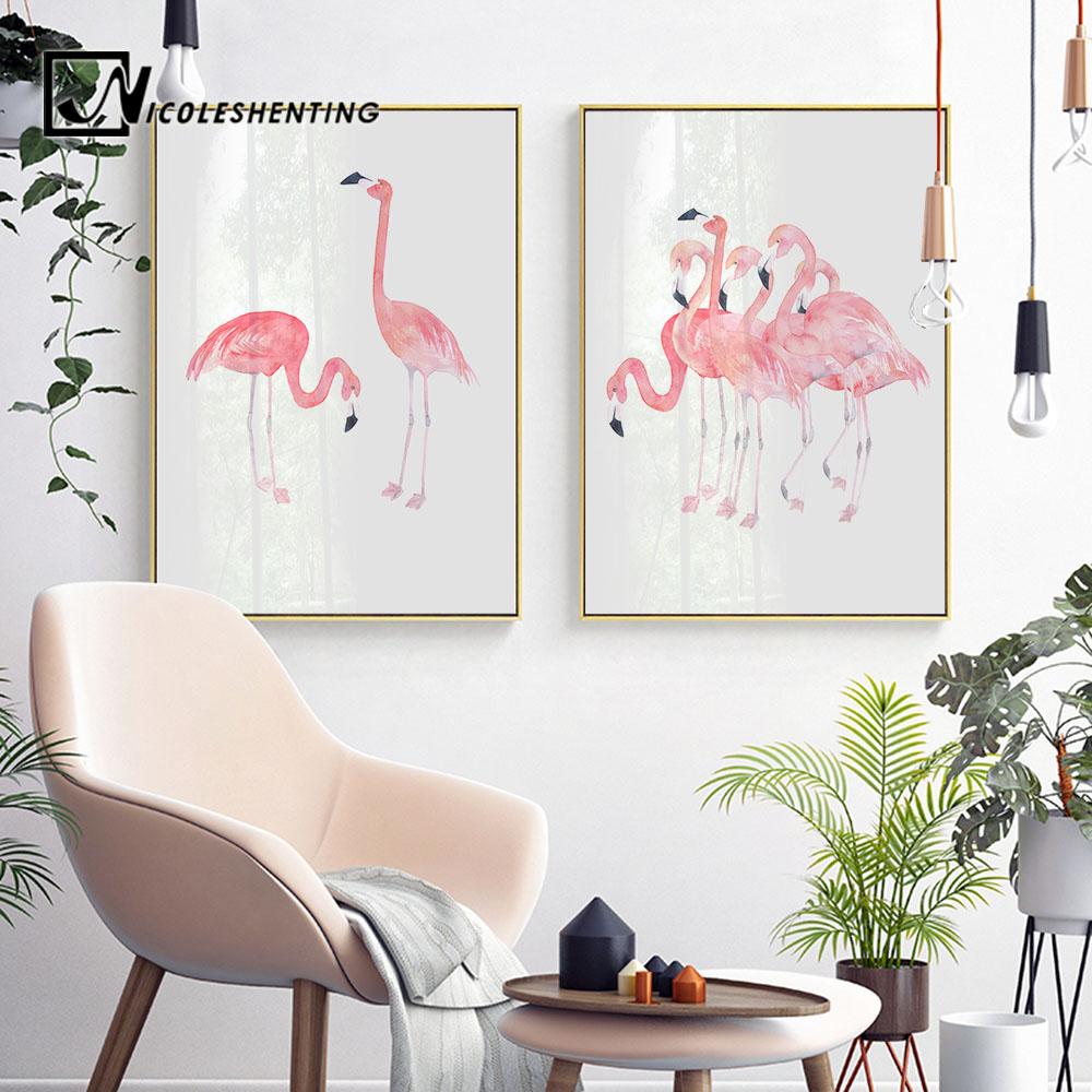1000x1000 Watercolor Bird Flamingo Canvas Poster Wall Art Canvas Prints