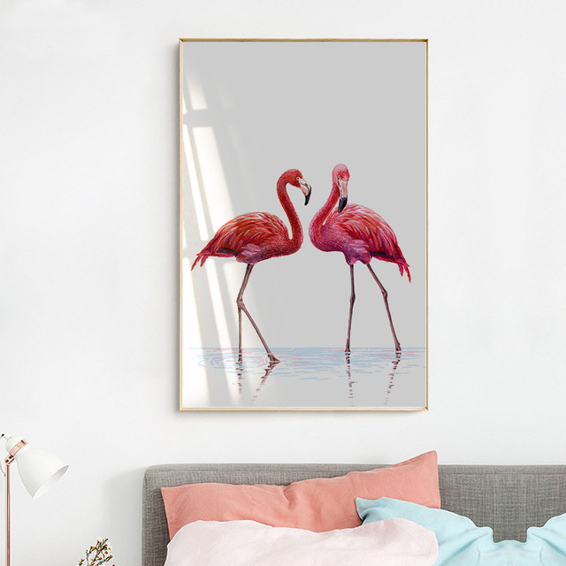640x640 Watercolor Bird Flamingo Wall Art Canvas Posters And Prints Nordic