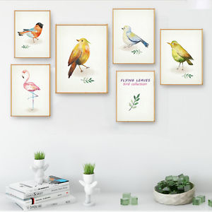 300x300 Watercolor Birds Canvas Poster Prints Modern Baby Kids Badroom