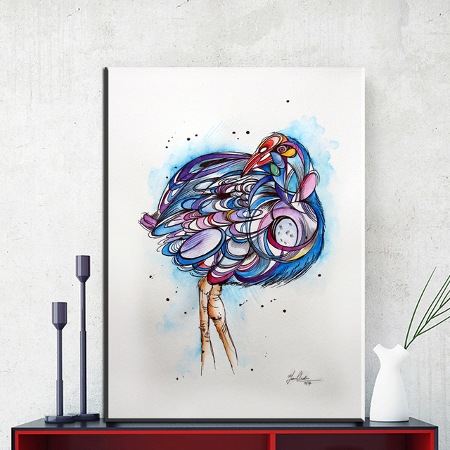 640x640 Zz1814 Watercolor Bird Canvas Posters And Prints Art Wall Pictures