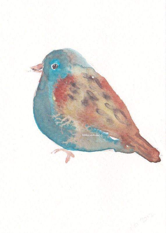570x797 Bird Print Rustic Bird Watercolor Painting Wc Birds