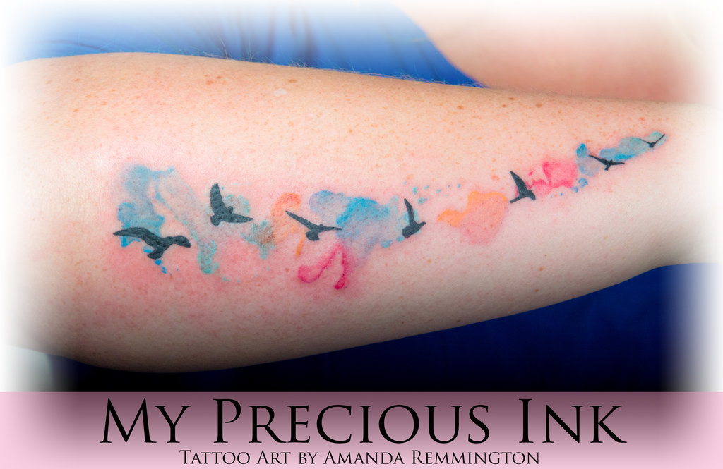 1024x665 Watercolor Bird Silhouette Tattoo By Mentjuh