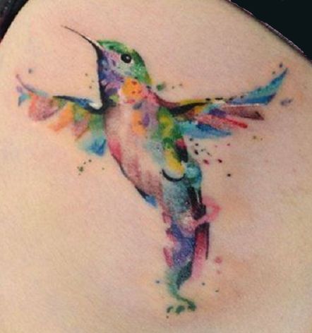 442x472 Watercolor Flying Bird Tattoo Design