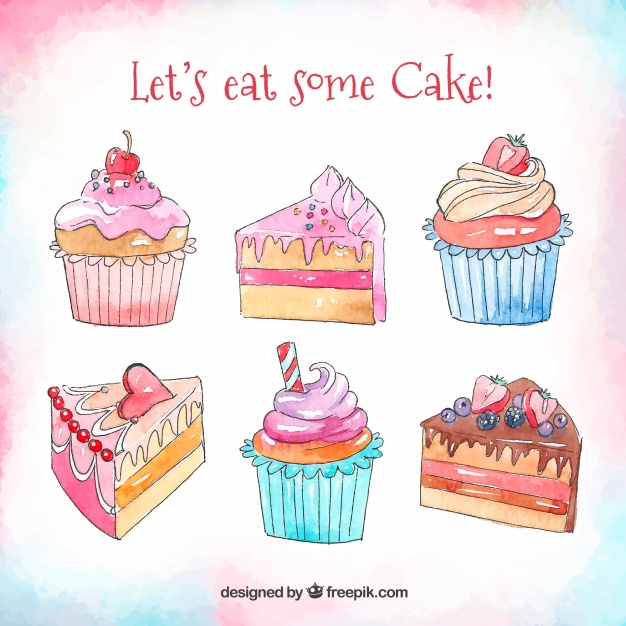 626x626 Pack Of Watercolor Birthday Cakes Vector Free Download