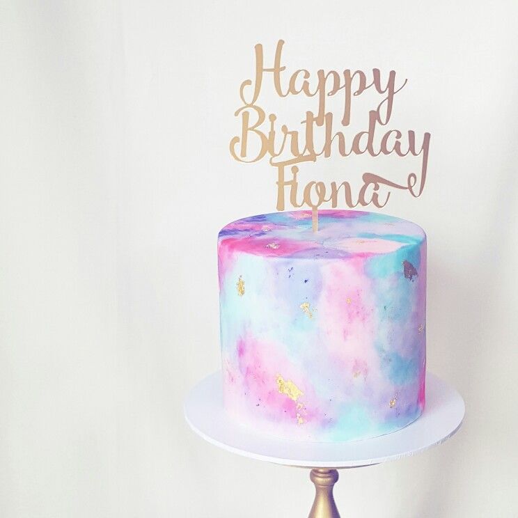 744x744 Beautiful Watercolor Birthday Cake, By Frosted By Nicci I Make