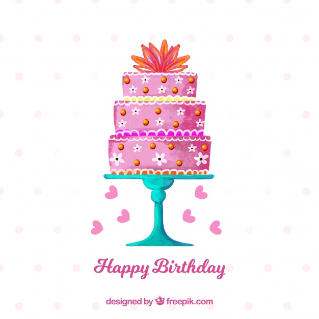 626x626 Watercolor Birthday Cake Background Vector Free Download