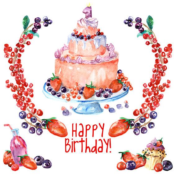567x567 Birthday Cake Clip Art Watercolor