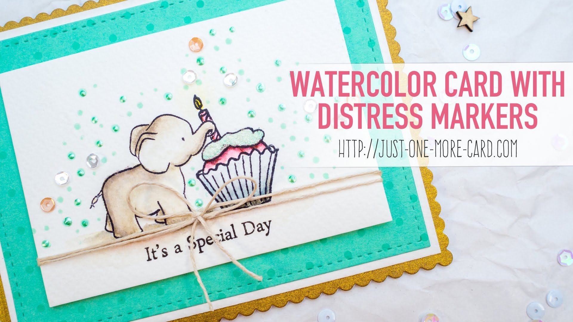 1920x1080 Watercolor Birthday Card With Distress Markers