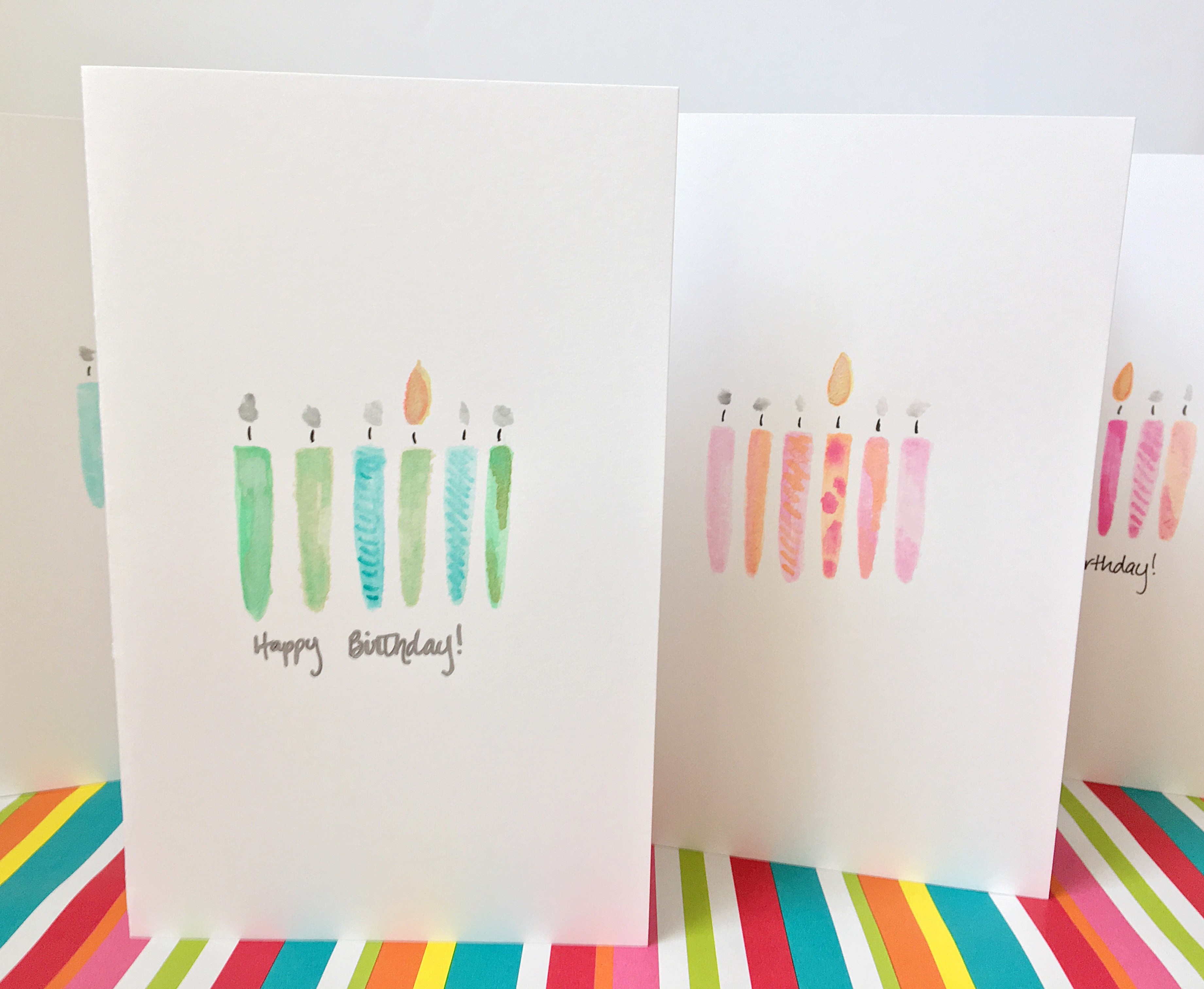 3682x3024 Diy Watercolor Birthday Candle Cards