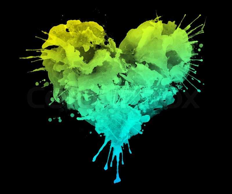 800x670 Watercolor Heart Isolated On Black Background Stock Photo
