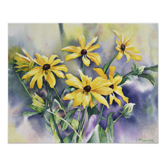 540x540 Blackeyed Susan Watercolor Painting Poster