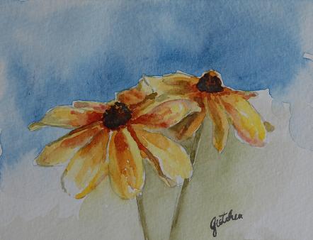 442x338 Gretchen Bjornson Art Black Eyed Susan Duet
