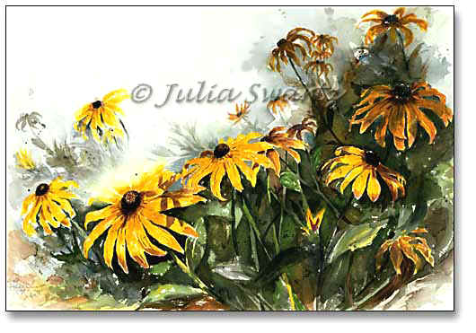 530x371 Watercolor Painting Of Black Eyed Susan Flowers