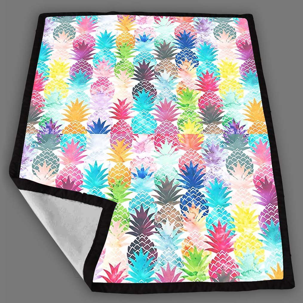 1015x1015 Hawaiian Pineapple Pattern Tropical Watercolor Blanket Fleece