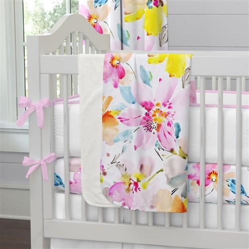 500x500 Watercolor Floral Crib Blanket Carousel Designs