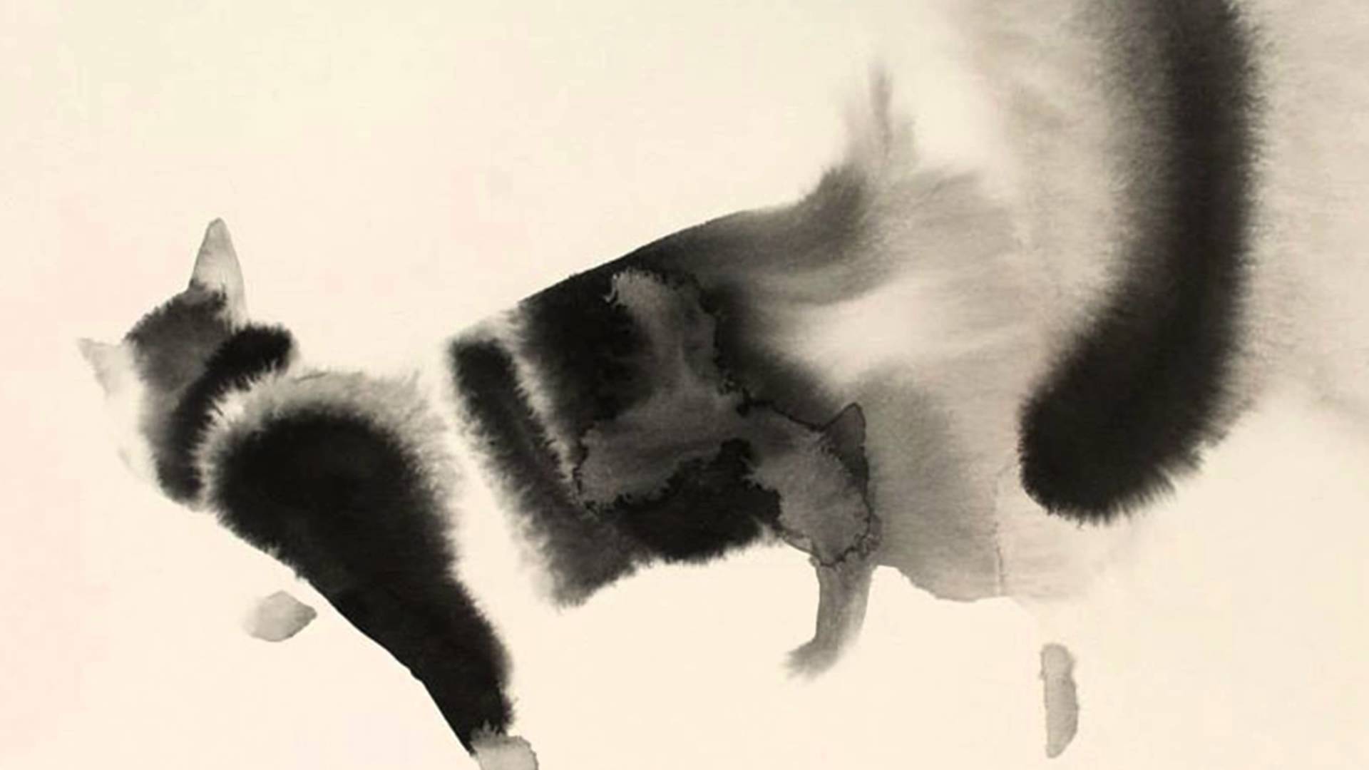 1920x1080 New Watercolor Amp Ink Cats That Slowly Bleed Into Paper By Endre