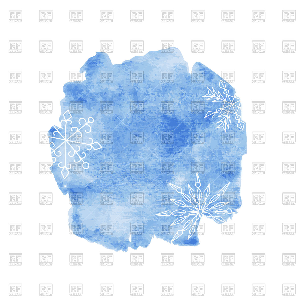 1200x1200 Textured Blue Watercolor Blob Ornate With Snowflakes Vector Image