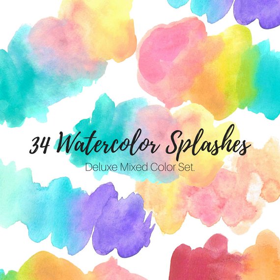 570x570 Watercolor Splash Clip Art Watercolor Blobs Rainbow Clip Etsy