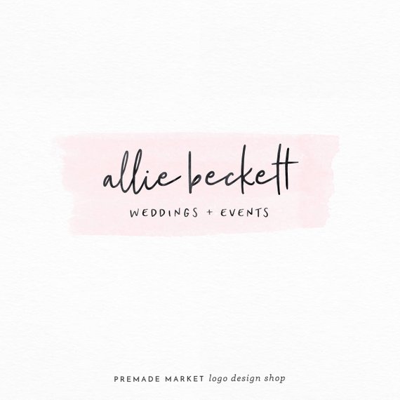 570x570 Pink Watercolor Logo Premade Logo Watercolor Blog Header